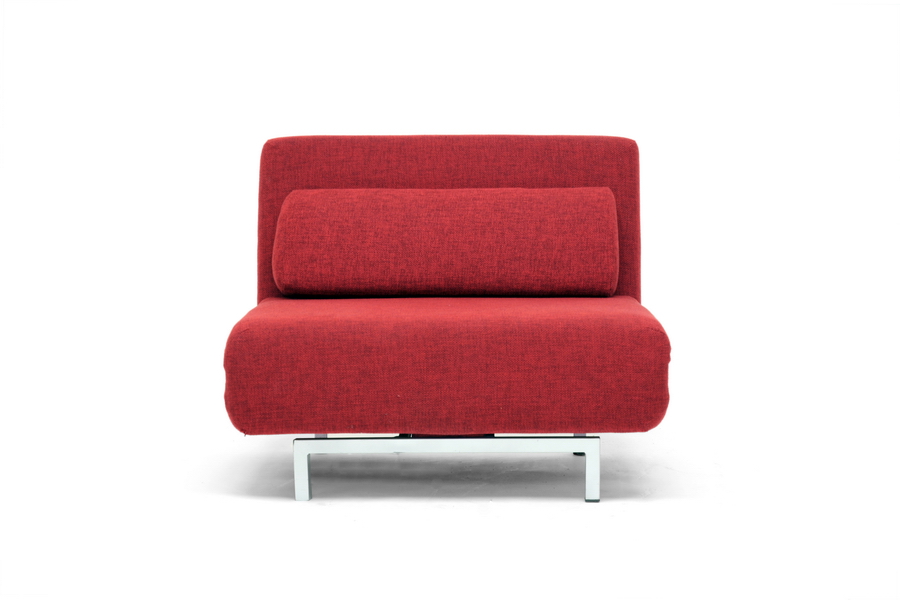 ... ONE MODERN RED TWILL FABRIC CONVERTIBLE CHAIR/BED/FUTON/CHAISE/DAYBED