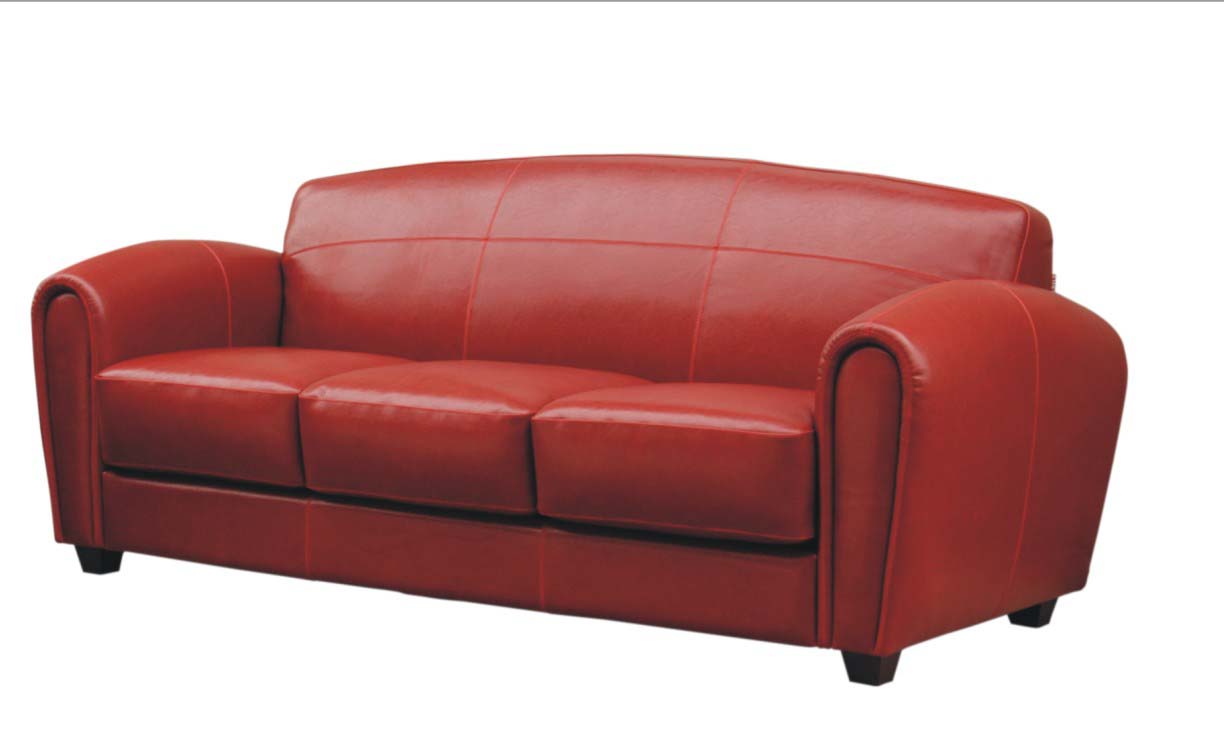 red leather art deco sofa