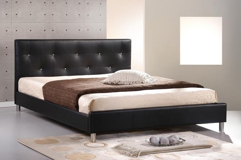 YOU ARE GETTING ONE MODERN BLACK FAUX LEATHER MODERN QUEENSIZED BED 