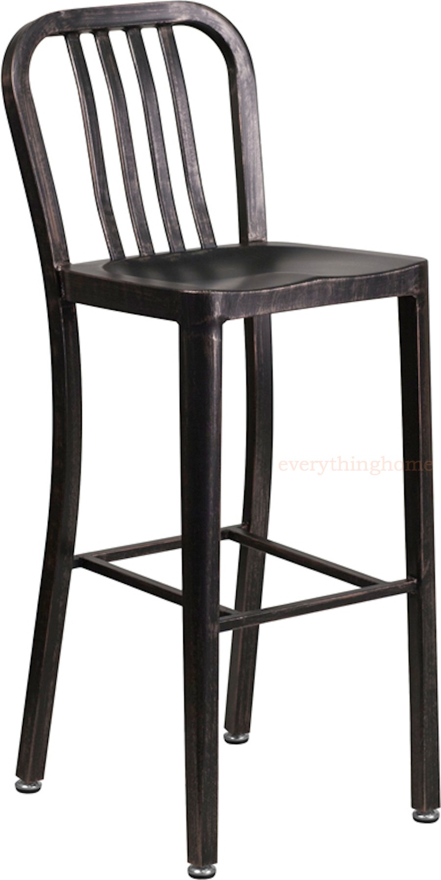 Black Antiqued Gold Navy Style Bar Stool High Top Cafe Patio