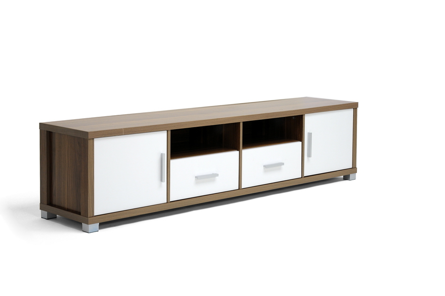 WALNUT VENEER MODERN WOOD FLAT PANEL TV STAND CREDENZA MEDIA CONSOLE 