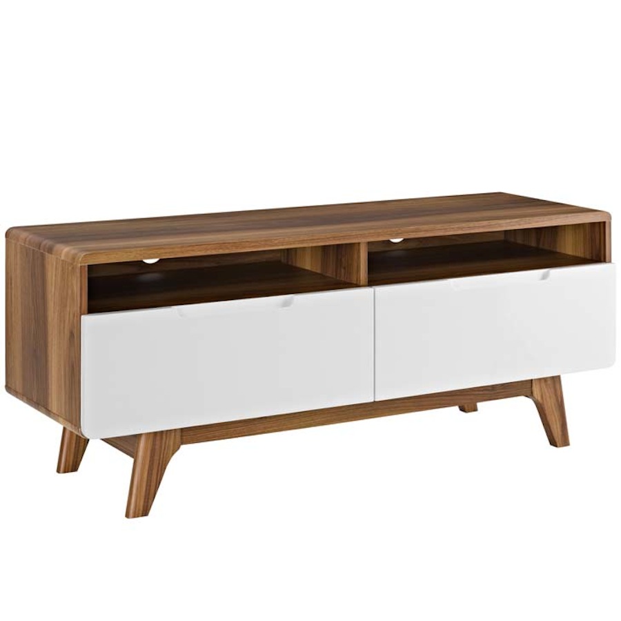 47 Mid Century Modern Led Lcd Dlp Hd Walnut White Tv Stand