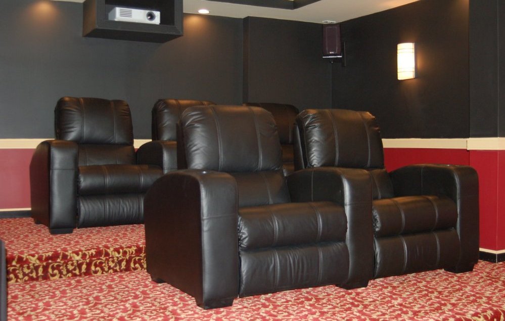 Home Theater Movie Chair Seating Reclining Black and Brown Leather