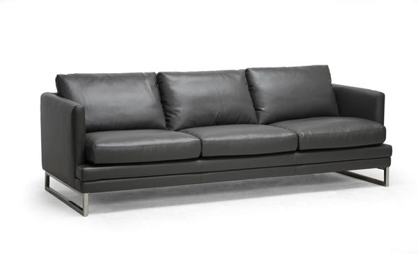 New Modern Pewter Gray Grey Bonded Leather Sofa Steel Legs Designer Contemporary