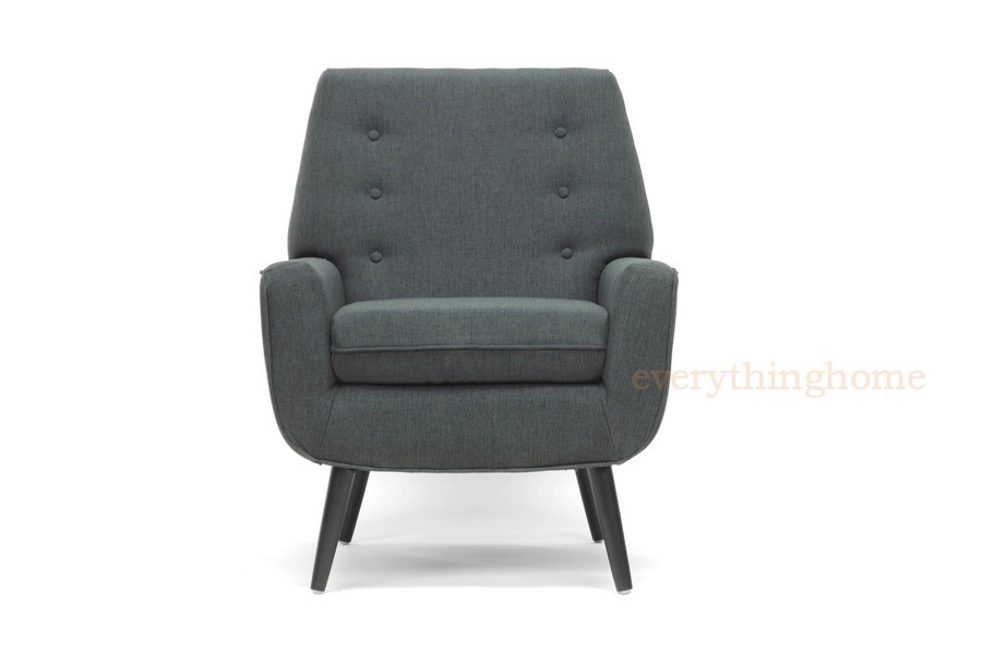 Dark Gray Linen Mid Century Modern Classic Lounge Accent Chair Designer New
