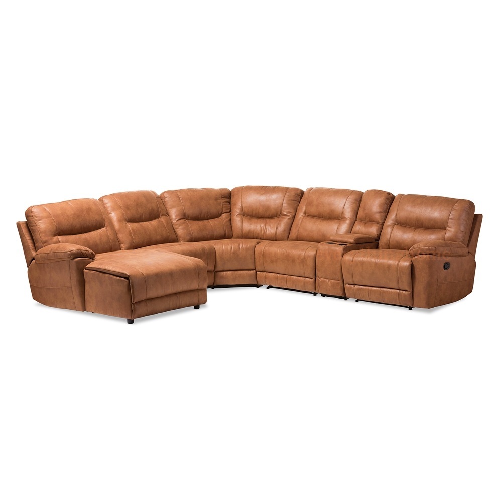 Details About Brown Cognac Palomino Suede Large Sectional Sofa Recliners Theater Lounge Suite